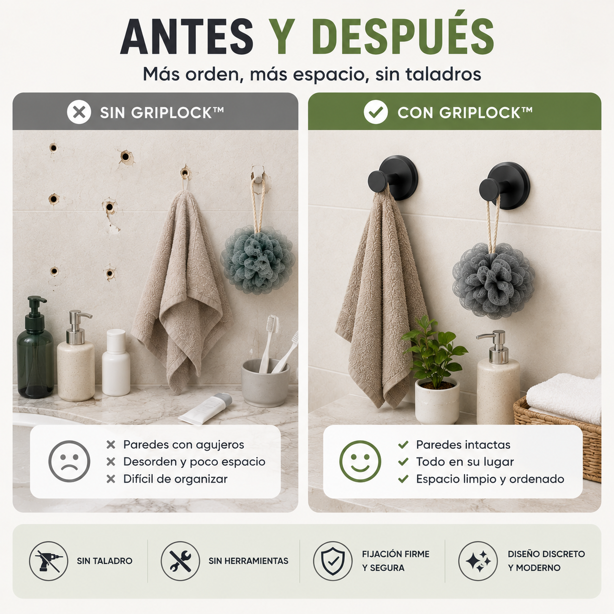 Gancho de Ventosa Para baño Sin Taladro